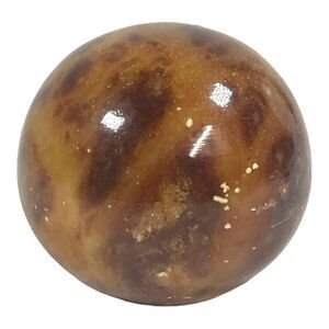 Italian Modern Alabaster Marble 3in Sphere or Paperweight in Orange MCM Retro